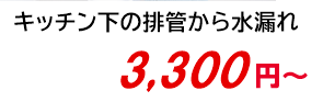 キッチン下の排管から水漏れ 3,800円～