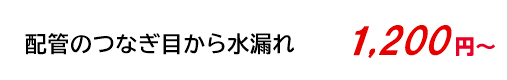 配管のつなぎ目から水漏れ 1,200円～